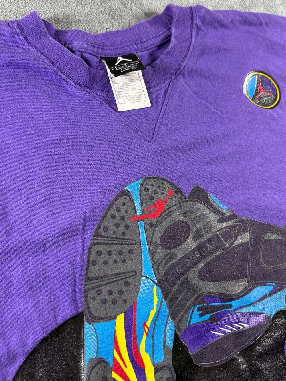 Air Jordan 8 Retro Aqua 2007 Graphic T-Shirt Purple Men's L Streetwear